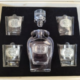 Celtic Decanter presentation box with 4 glasses