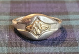 Ring Gold Triquetra on Sterling Silver Narrow Band