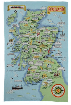 Tea Towel - Map of Scotland