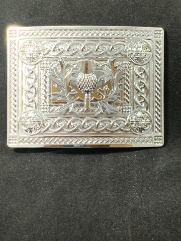 Buckle - Thistle with Knotwork Chrome