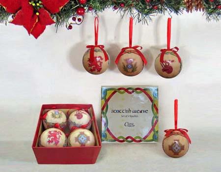 Box set of 4 Scottish Christmas Ornaments