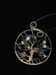 Pendant Tree of Life Silver w/Lapis, Aventurine, Shell & Banded Agate