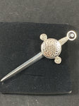 Kilt Pin - Sword and Celtic Knot with Black Stone