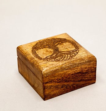 Box Wood with Tree of Life Laser Engraved Top